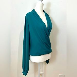 Teal Veronica & Stella Semi Sheer Twisted Front Top from Nordstrom